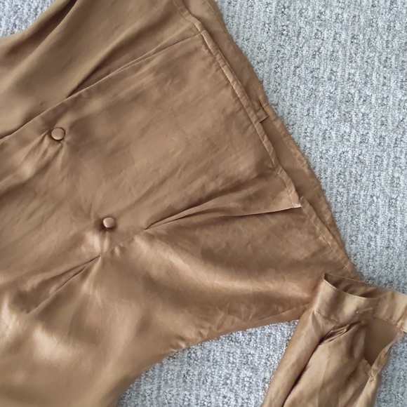 STUNNING Vintage 80s Michelle Stuart Gold/Copper Silk Double Button Blouse, Sz 6 - Picture 4 of 8